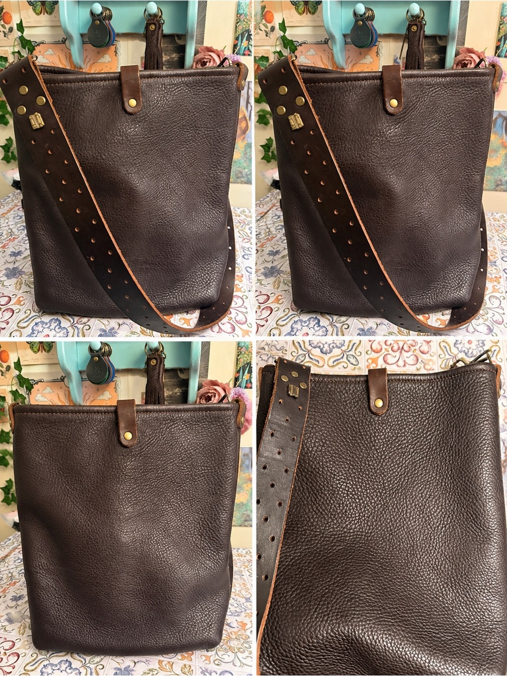 Classic Men's Leather Crossbody Bag - Dark Brown